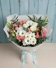 Букет цветов из:  Розы, Лизиантусы и Хризантемы в Ивановское