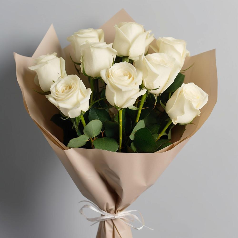 Букет 9 Белых роз Эдлесс Лав в Ивановское