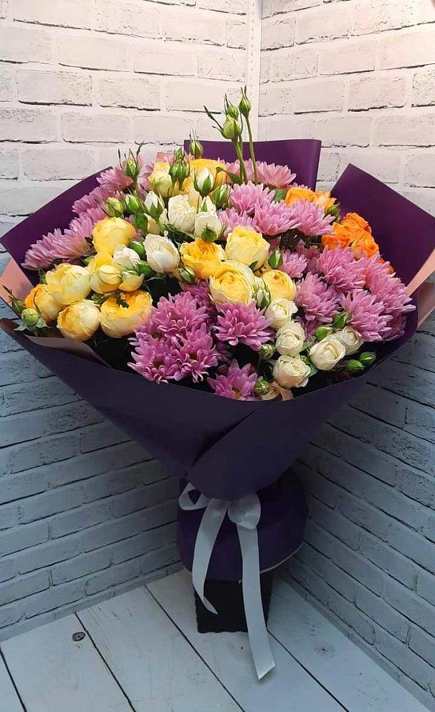 Букет цветов из: Хризантемы и Розы в Ивановское