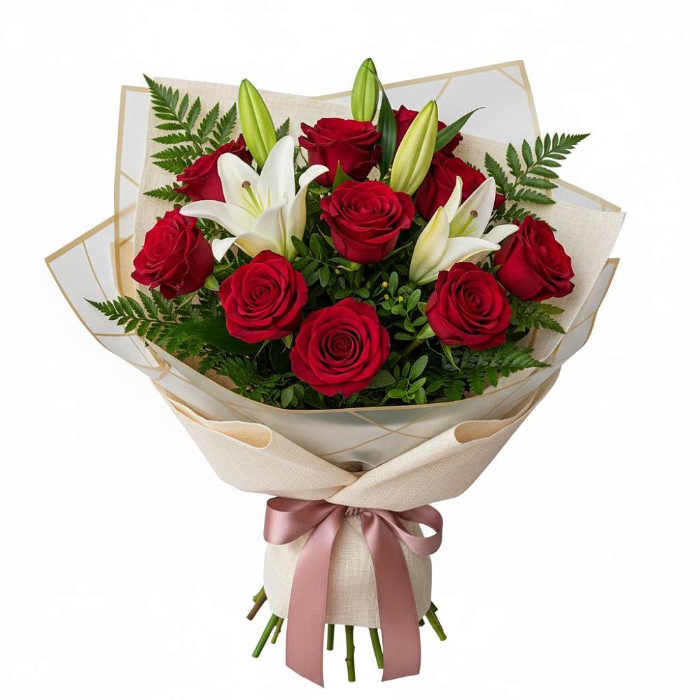 Букет цветов из: Лилии и Розы в Ивановское