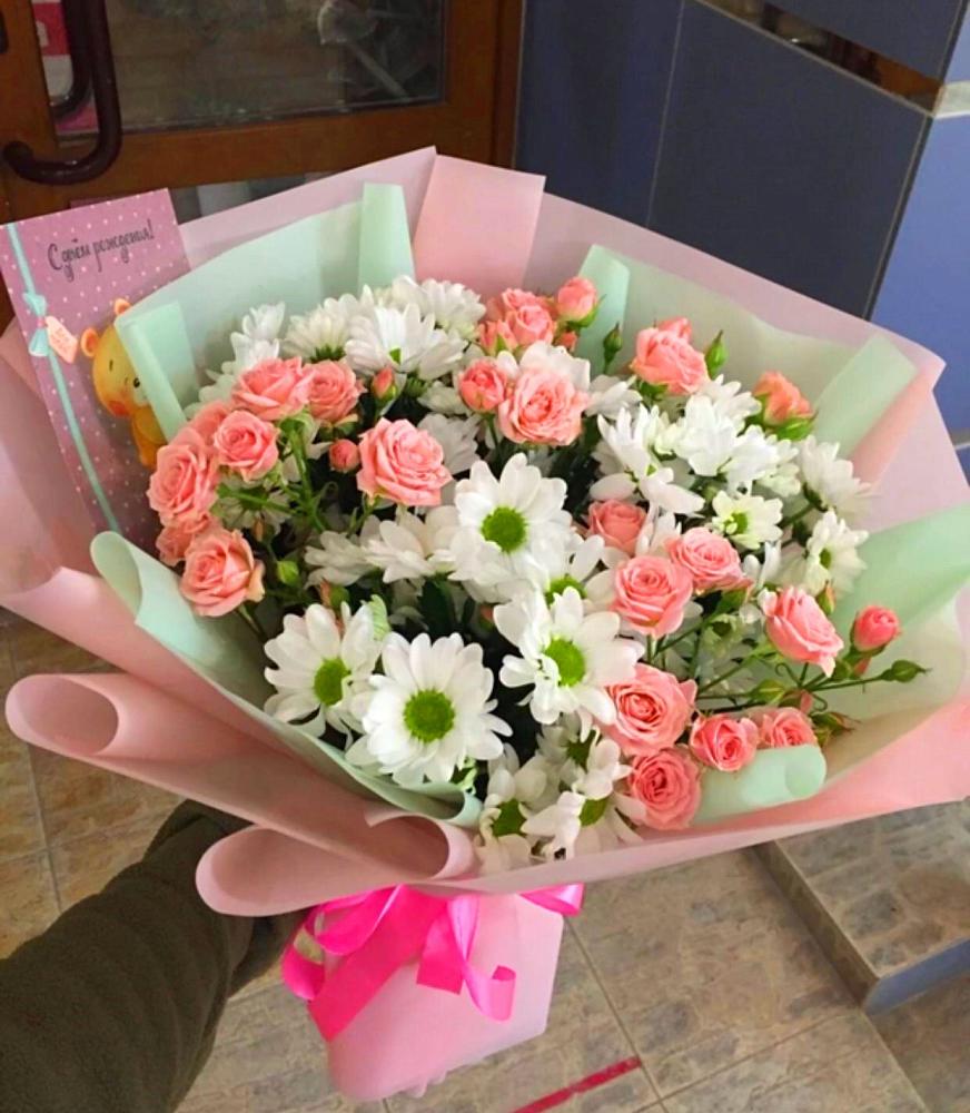 Букет цветов из: Розы и Хризантемы в Ивановское