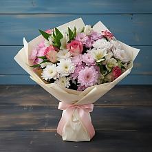 Букет цветов из:  Хризантемы, Альстромерии и Розы #REPLACE_PRED# Ивановское