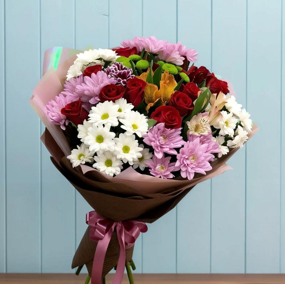 Букет цветов из: Розы, Хризантемы и Альстромерии в Ивановское