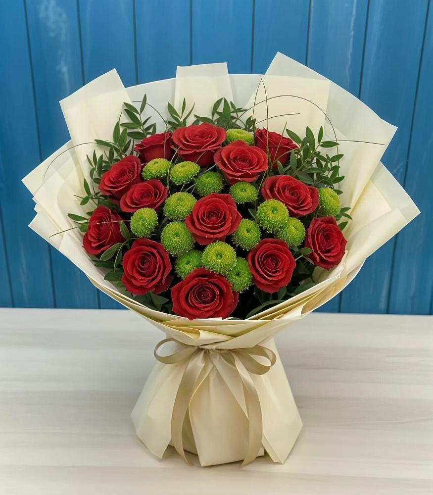 Букет цветов из: Розы и Хризантемы в Ивановское