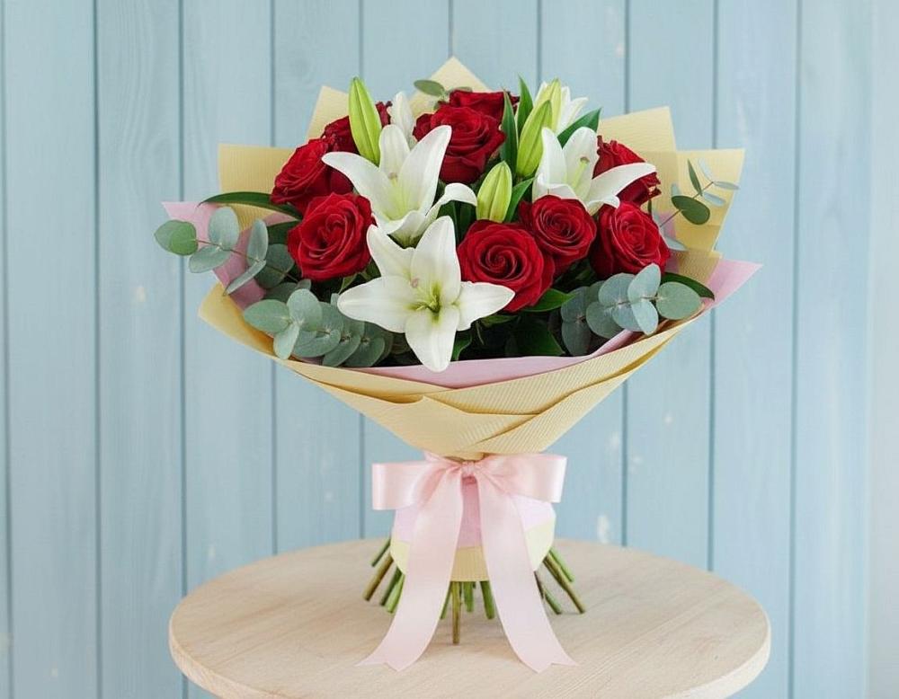 Букет цветов из: Лилии и Розы в Ивановское